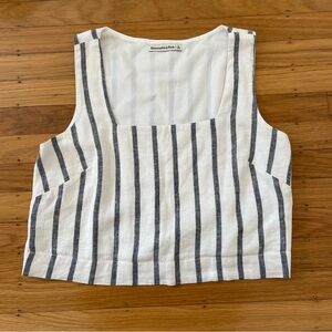 A&F linen blend square neck top in stripe size Small